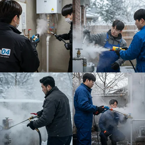 율전동 수도 얼었을때 동파 녹임 해빙 수도 동파 신속하게 녹여